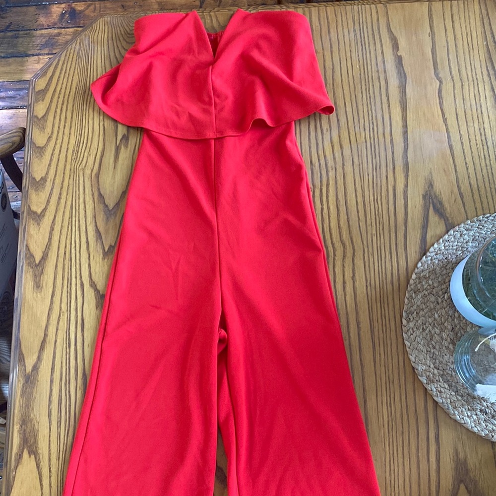 Lulu’s Strapless Red Jumpsuit